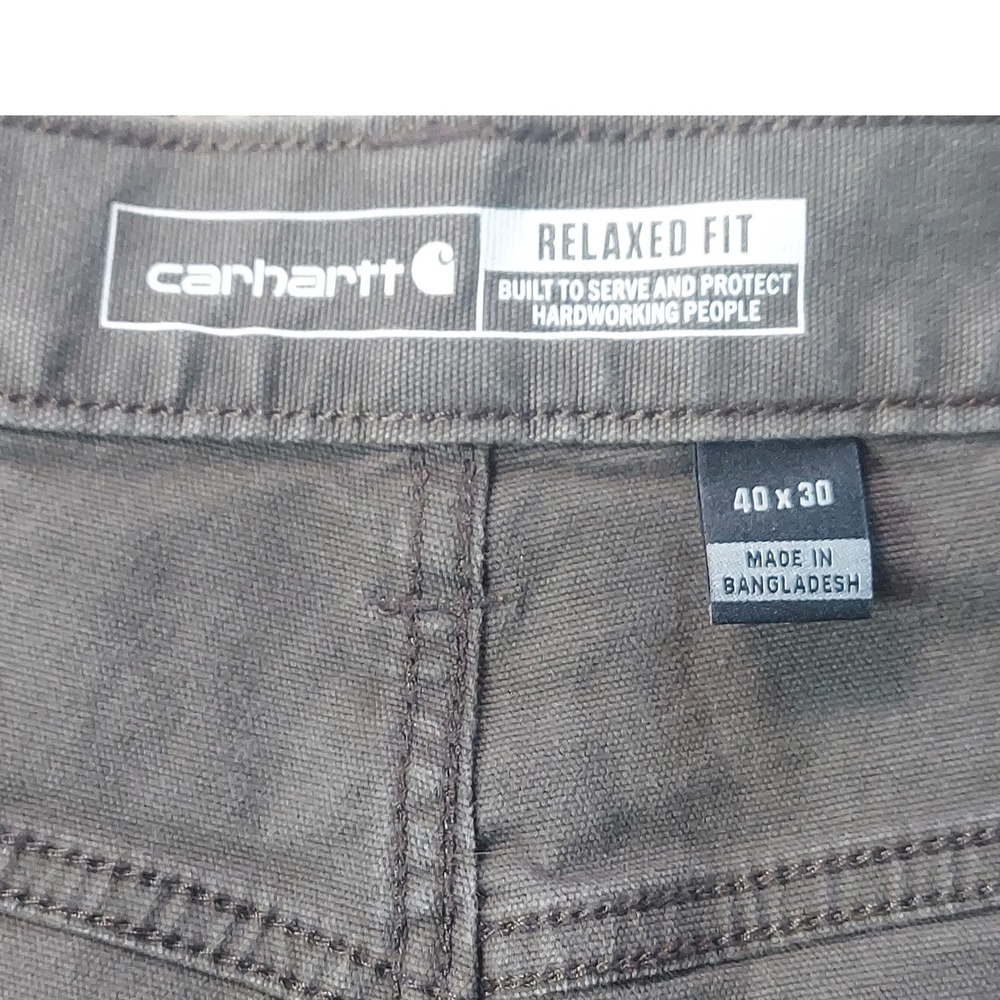 Carhartt Pants Mens 40x30 Gray Relaxed Fit Canvas Work Utility Trousers 5-Pocket - Picture 3 of 6